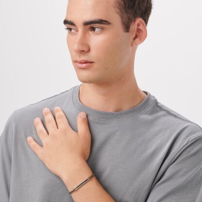 Bracciale Proud in Acciaio con Finitura Rutenio e Cristalli Neri - immagine 3
