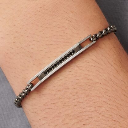 Bracciale Proud in Acciaio con Finitura Rutenio e Cristalli Neri - immagine 2