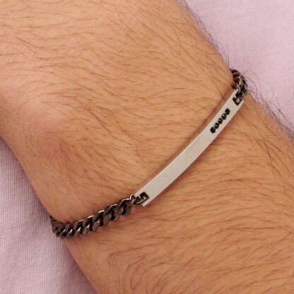 Bracciale Proud in Acciaio con Finitura Rutenio e Cristalli Neri - immagine 2