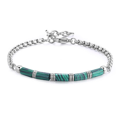 Bracciale Riot in Acciaio con Malachite