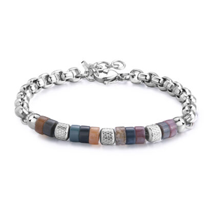Bracciale Riot in Acciaio con Agata Muschiata