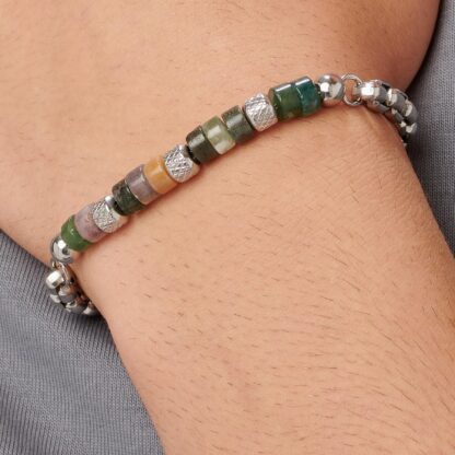 Bracciale Riot in Acciaio con Agata Muschiata - immagine 2