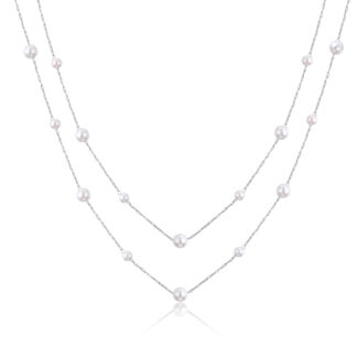 Collana Wisdom in Acciaio Doppio Filo con Perle