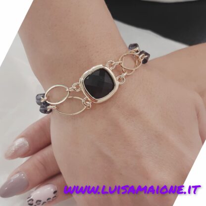 Bracciale Ametista Acciaio Dorato - Eleganza e Stile - immagine 2