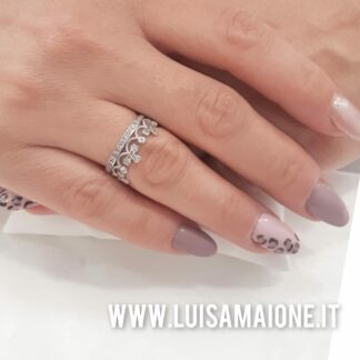 Anello Corona Reale in Argento 925 con Zirconi