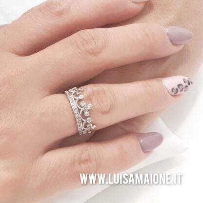 Anello Corona Reale in Argento 925 con Zirconi - immagine 2