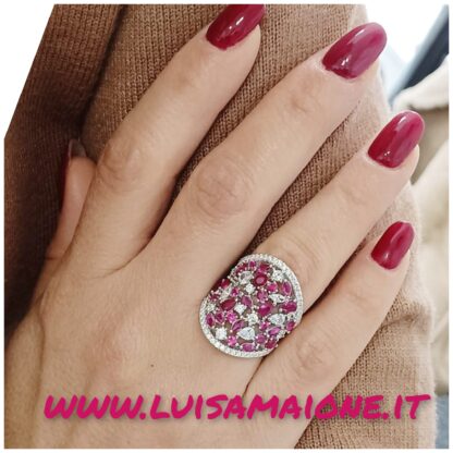 Anello Fascia Zirconi e Rubini – Luisa Maione Selection