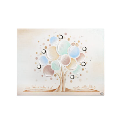 Quadro Albero della Felicità in Legno e Argento – ACCA 20x28 cm