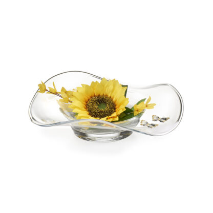 Centrotavola Cristallo con Girasole e Farfalle – ACCA Argento 925