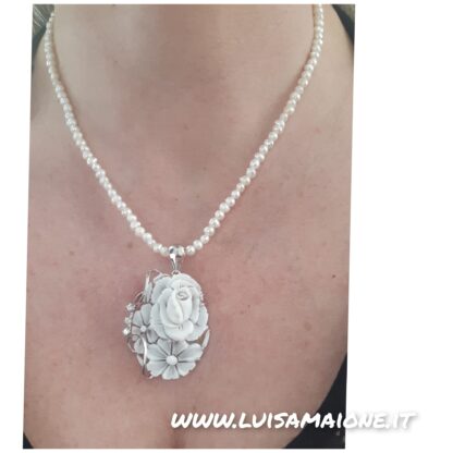 Cammeo Floreale con Perle - immagine 3