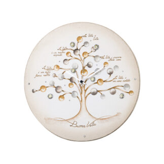 Orologio da Parete Albero della Buona Vita – ACCA Argento 925 e Legno Ø33 cm