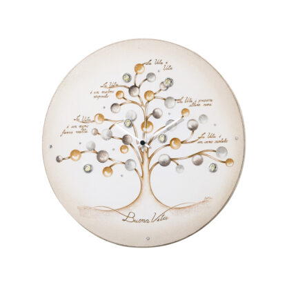 Orologio da Parete Albero della Buona Vita – ACCA Argento 925 e Legno Ø33 cm