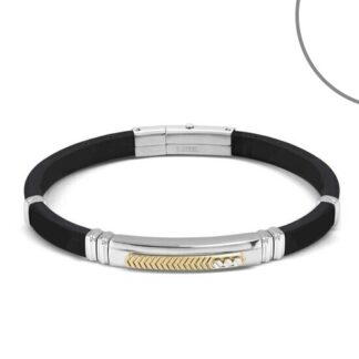 Bracciale Nomination City Energy in Acciaio e Gomma con Dettagli Oro Giallo e Zirconi