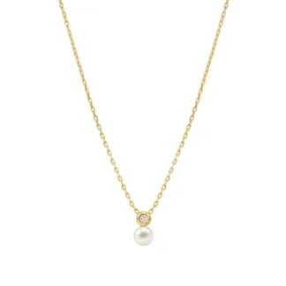 Collana Nomination Pearls Loop in Acciaio Placcato Oro con Perla e Zirconi